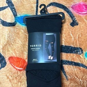 Torrid 2 fashion legging black full length with fishnet slits down the legs